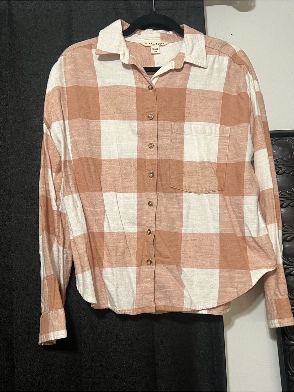 Billabong Women’s  White and Light Pink Button-Down Shirt